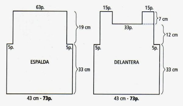 moldes y medidas para remera calada a crochet