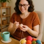 mujer tejiendo a crochet