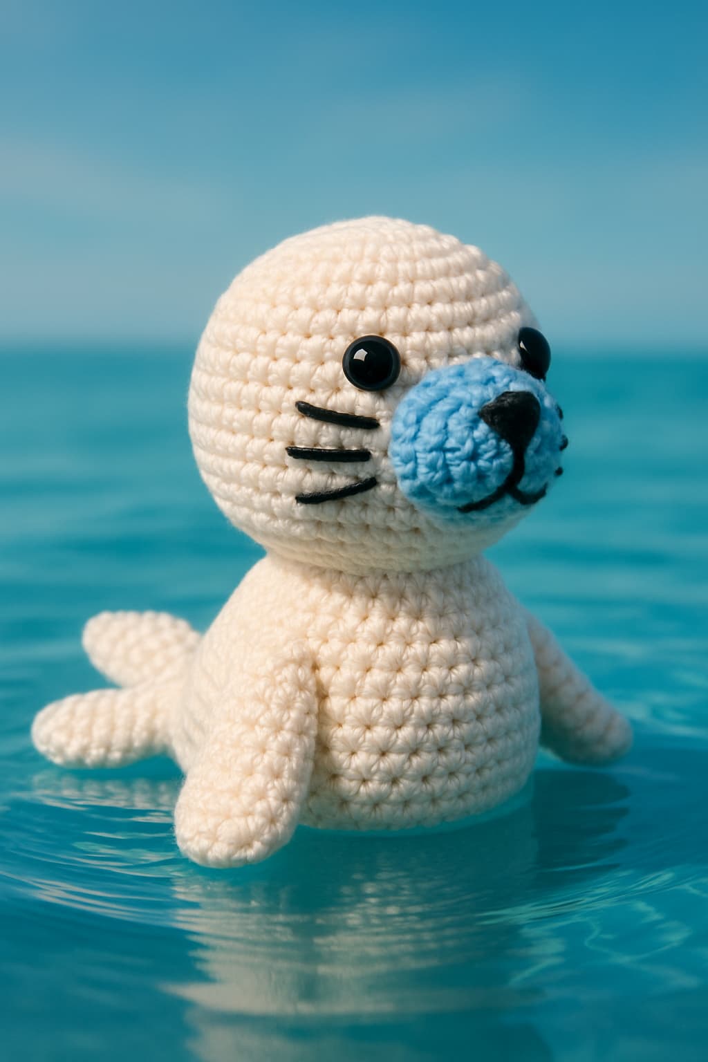 Patrón fácil de foca amigurumi a crochet. Foca bebé tejida a mano con hilo gris, perfecta para principiantes.