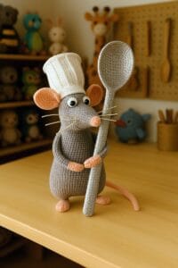 raton remy de ratatouille, sobre una mesa de la cocina