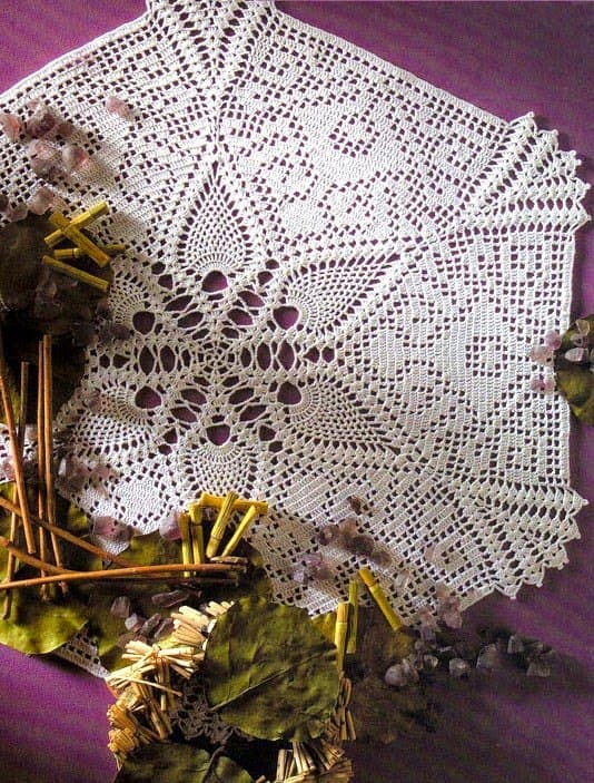 tapete de piñas en hexagono tejido a crochet