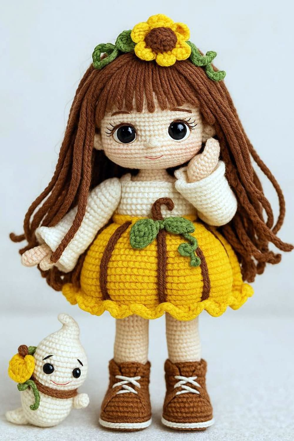 boneca abóbora amigurumi