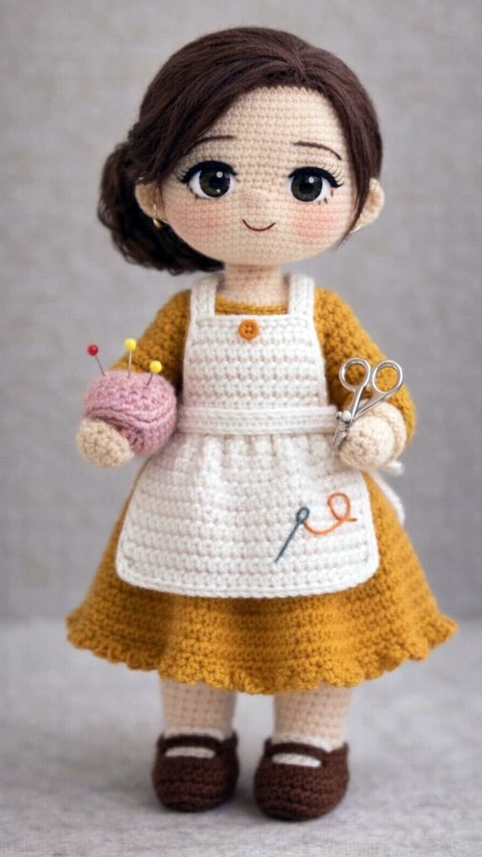 amigurumi seamstress doll