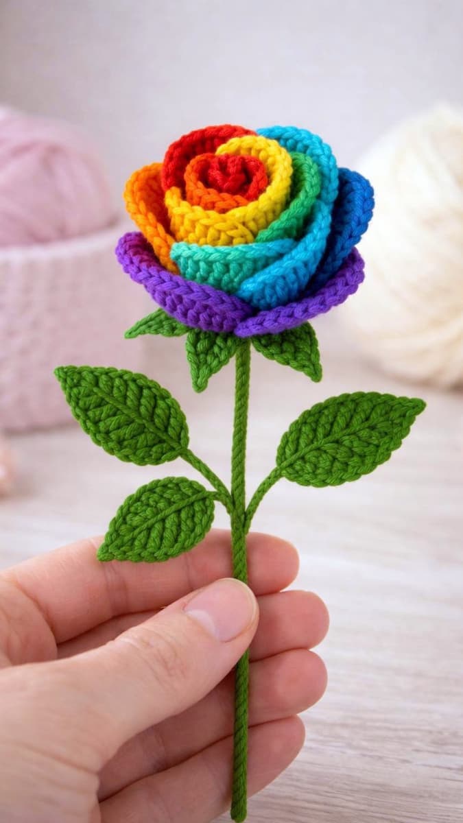 Rainbow Rose Crochet Pattern
